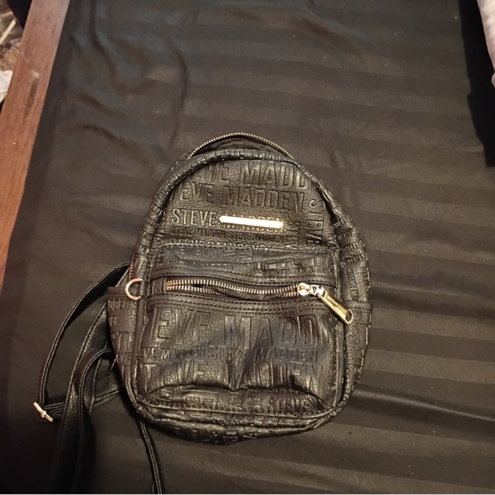 Steve Madden Embossed Black Backpack
